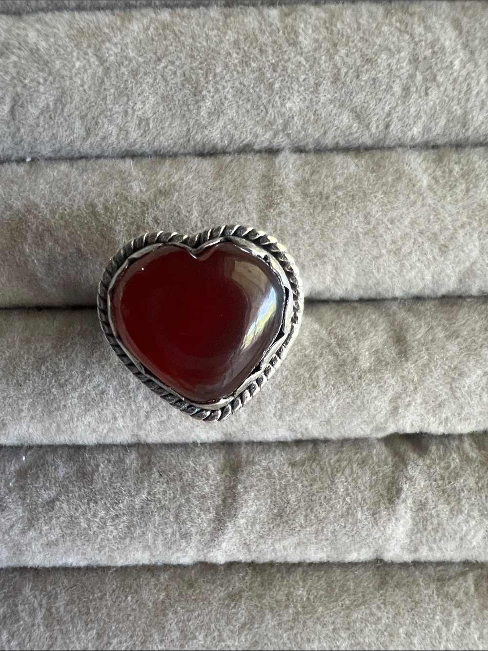 Heart-Shaped Garnet Gemstone Silver Ring - Women's Jewelry